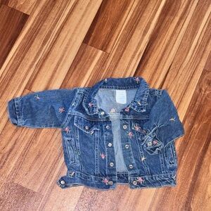 Kids Floral Embroidered Denim Jacket